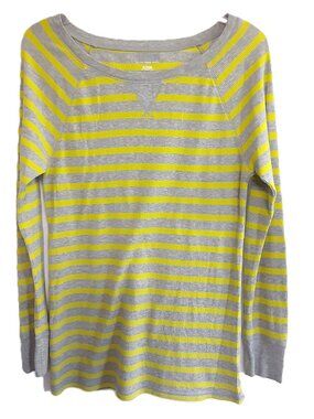 Unbranded Woman's Top Size XL Pullover Gray/Yellow Stripe Long Sleeve Round Neck